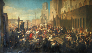 Jules Varnier, Rodolphe d’Aymard et la garde nationale d’Orange arrêtant les massacres d’Avignon, le 11 juin 1790, huile sur toile, 1845