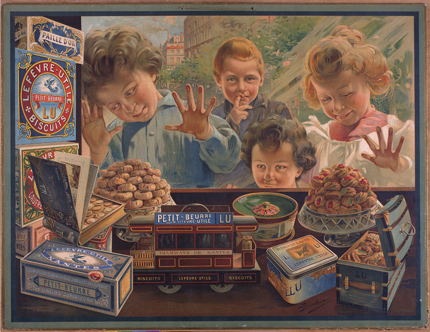 Panneau publicitaire Les enfants à la vitrine, 1906, inventaire : 986.16.4 - © Château des ducs de Bretagne – Musée d’histoire de Nantes - Agrandir l'image (fenêtre modale)