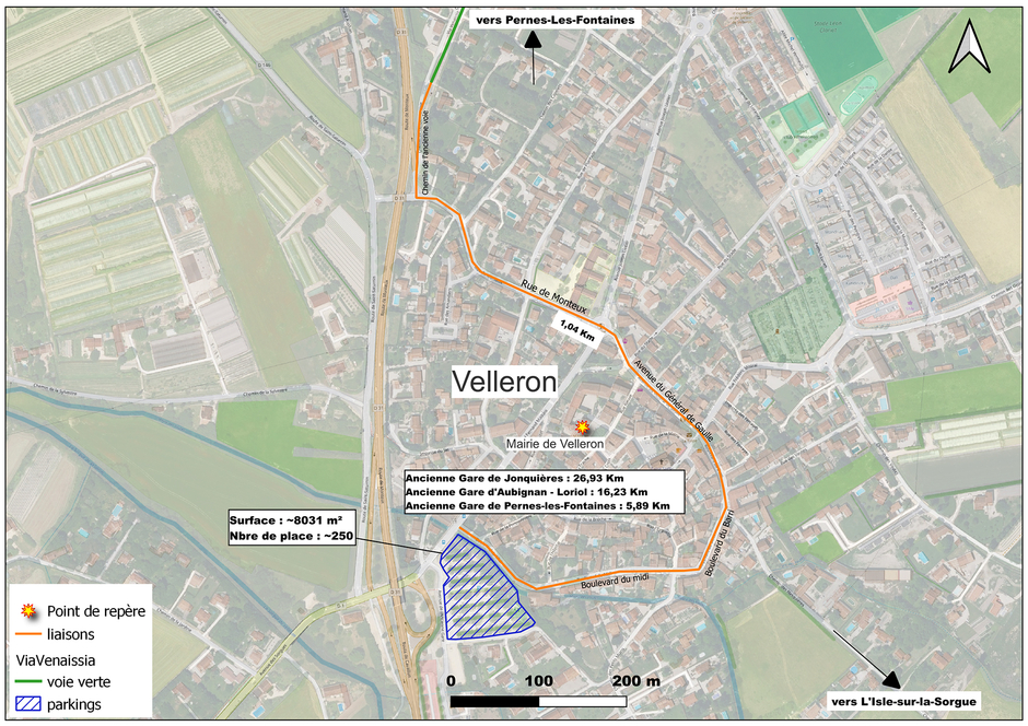 carte indiquant comment rejoindre la Via Venaissia depuis Velleron - Agrandir l'image (fenêtre modale)