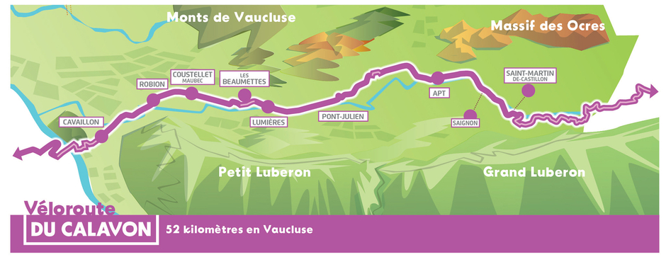 Carte de la Véloroute du Calavon - Agrandir l'image (fenêtre modale)