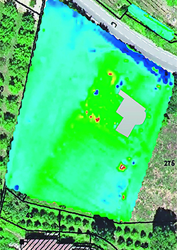 Prospection géophysique  réalisée en 2016 aux  abords de la chapelle  Notre-Dame du Groseau à  Malaucène. - Agrandir l'image (fenêtre modale)