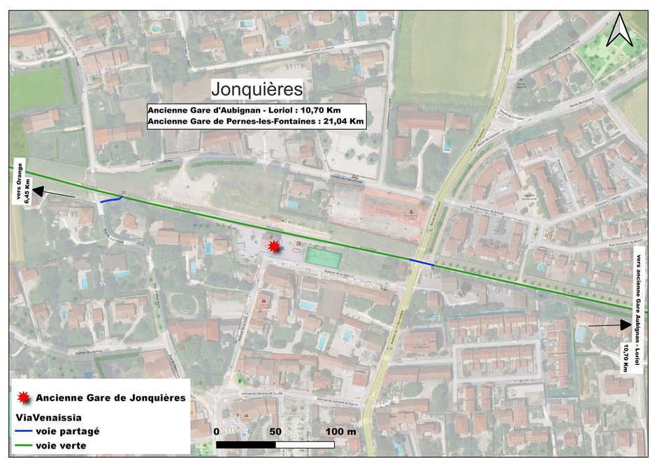 Carte indiquant comment rejoindre la Via Venaissia depuis Jonquières - Agrandir l'image (fenêtre modale)