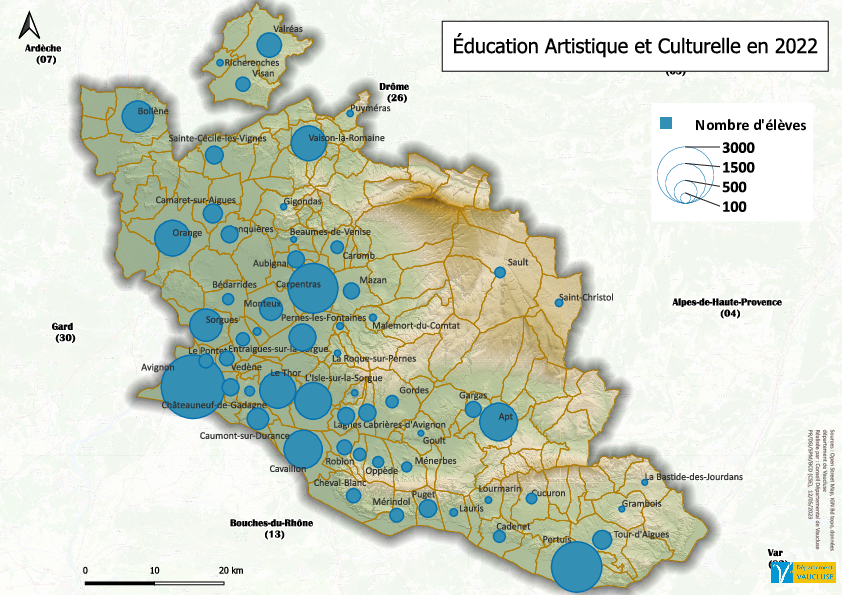 Carte 'L’Éducation artistique et culturelle en 2022 dans le Vaucluse' - Agrandir l'image (fenêtre modale)