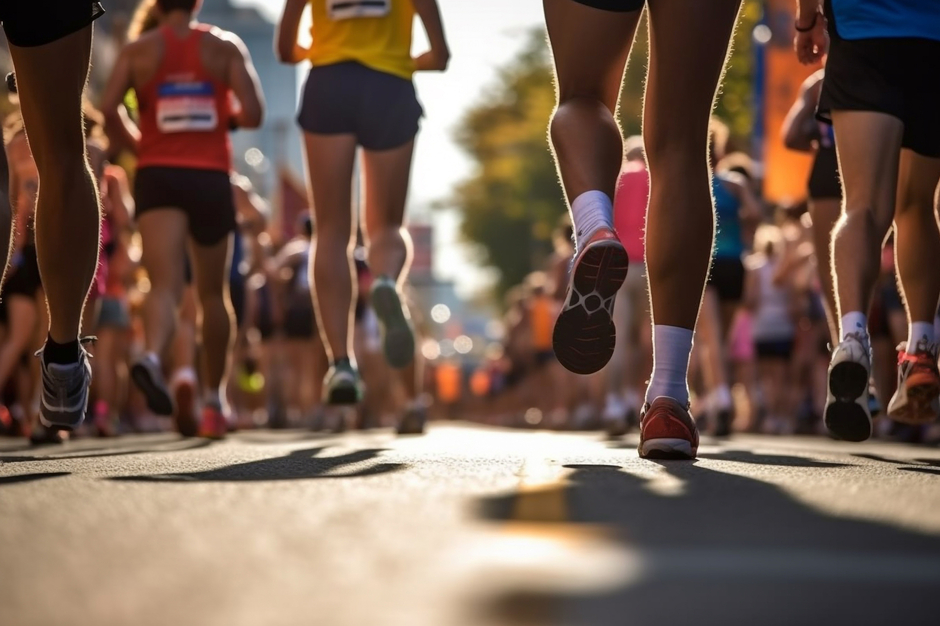 Les pieds de coureurs lors d'une course - Agrandir l'image (fenêtre modale)