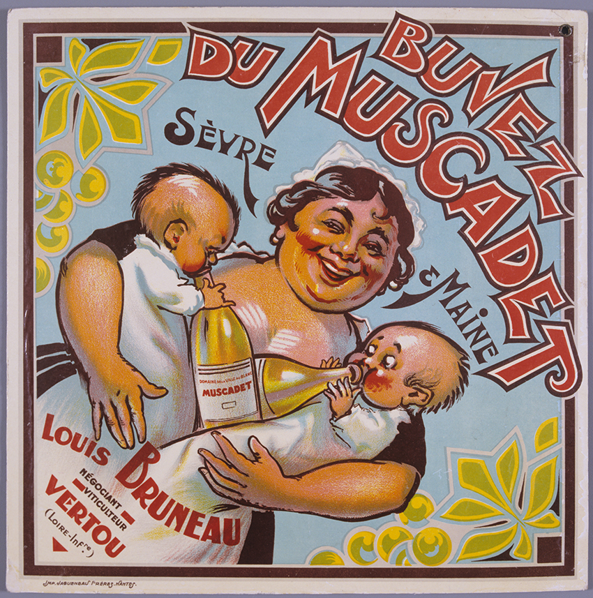 Affiche « Buvez du Muscadet » pour le négociant viticulteur Louis Bruneau, vers 1950, inventaire : 2005.5.1 - © Château des ducs de Bretagne – Musée d’histoire de Nantes