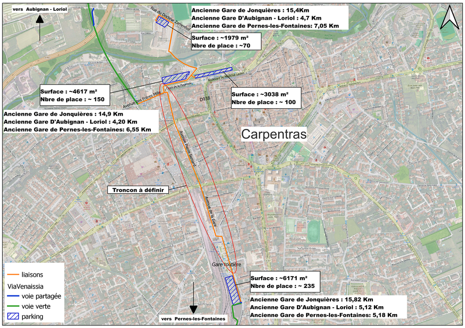 carte indiquant comment rejoindre la Via Venaissia depuis Carpentras - Agrandir l'image (fenêtre modale)