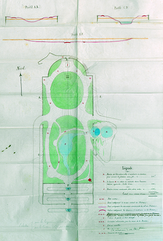 Plan du jardin des Doms (conservé par Avignon Bibliothèques). - Agrandir l'image (fenêtre modale)